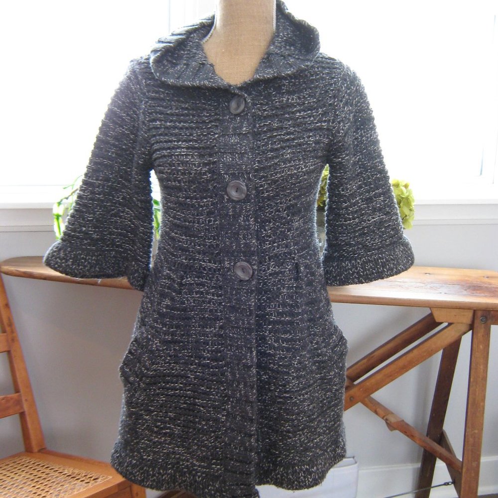 Grey Mix Free People Hooded Sweater with Pockets